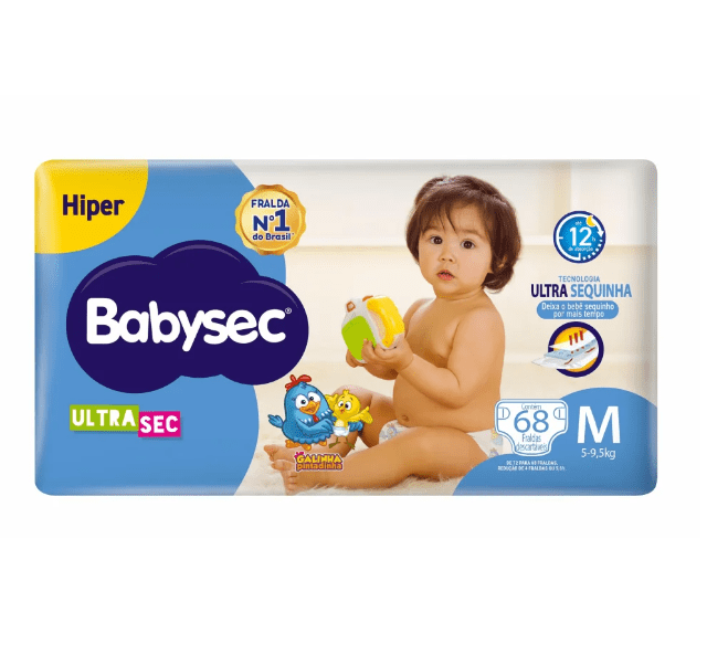 Fralda Descartável Babysec Ultra Sec Hiper M 68 Unidades